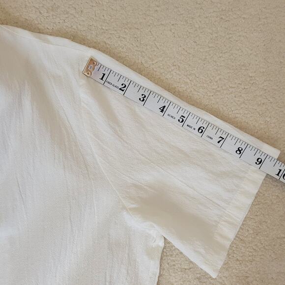 Size 2X Cotton Blend Embroidered White Textured Pullover Short Sleeve Top Blouse - Picture 11 of 15